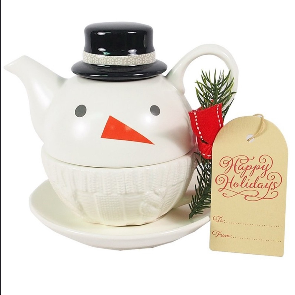 Hallmark Festive Holiday Snowman Teacup‎ Set Collectible Microwaveable